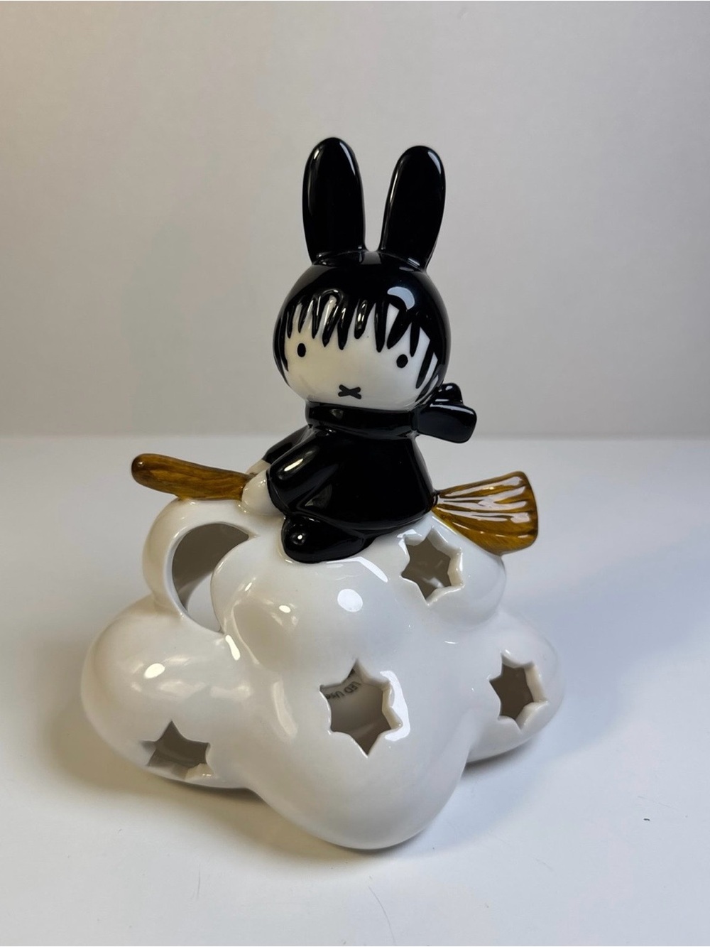 Blue Sky Halloween Miffy Witch on Broomstick and Cloud Candle Holder